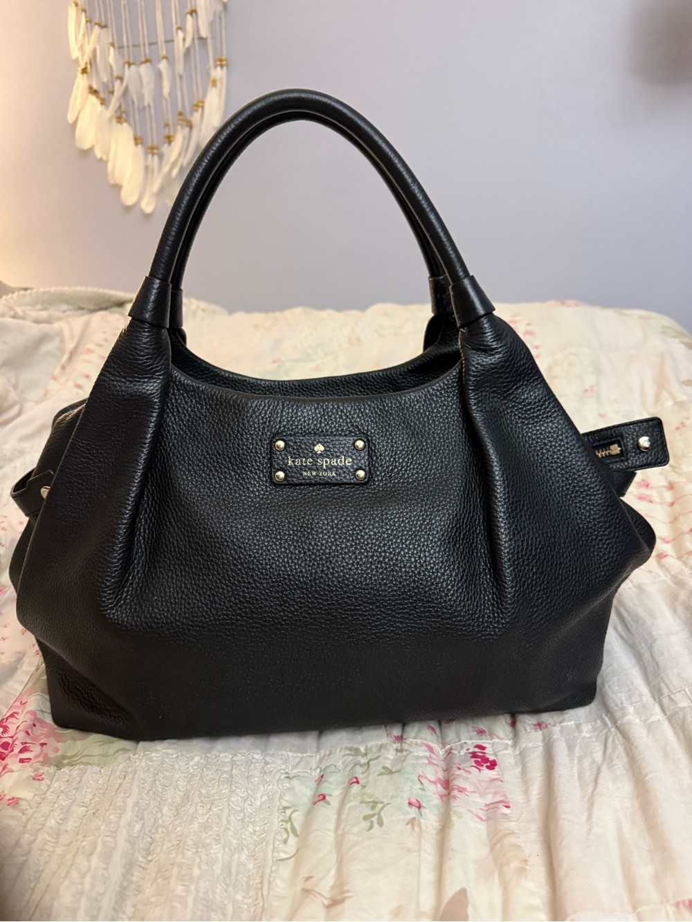 kate spade Black Pebbled Leather Satchel